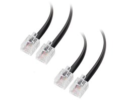 2x Telefoonkabel RJ11 naar RJ11 3m Zwart - DSL, Modem, ISDN