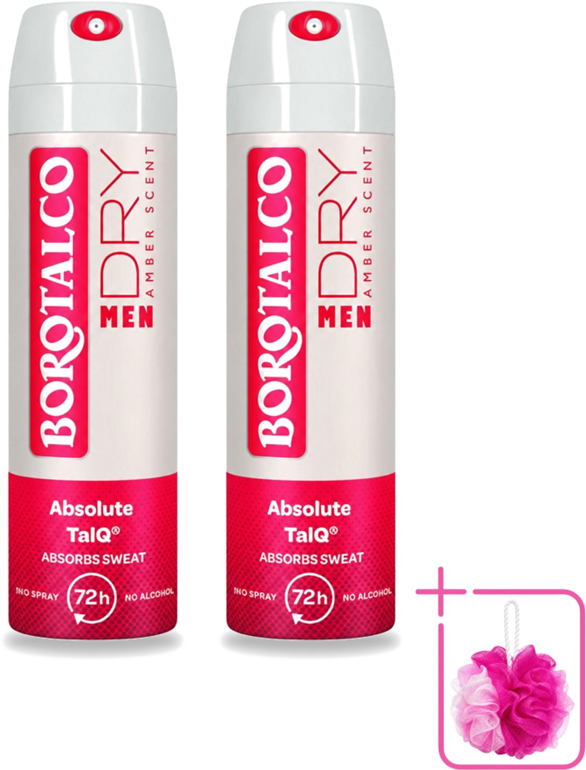 2 x Borotalco – Deodorant Spray – Men Amber Geur – 150 ml - Bulkverpakking - Deodorant spray - Douchemop - Mannelijke geur