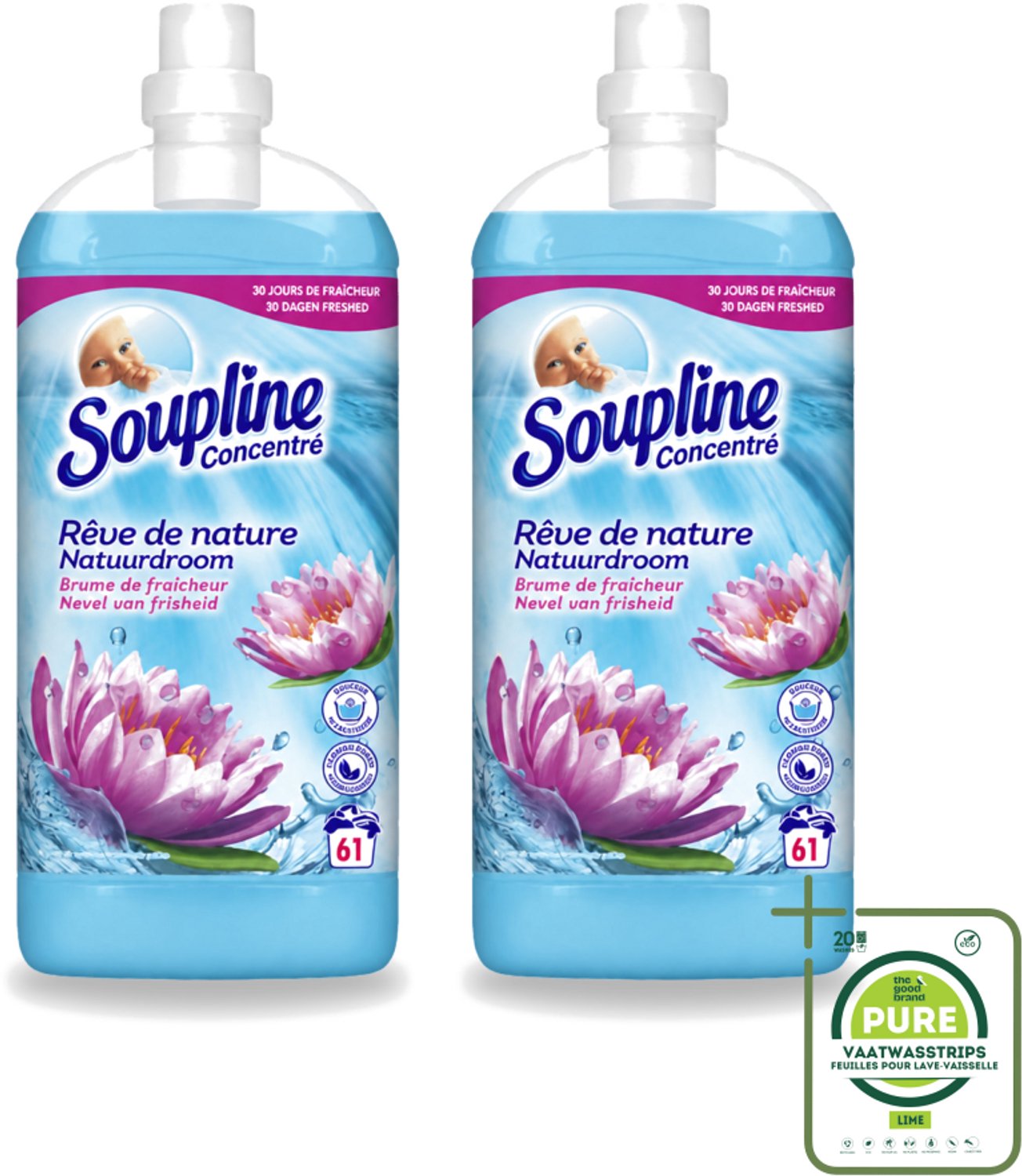 2 x Soupline – Wasverzachter – Nevel van Frisheid – 1,35 L - Grootverpakking - Vaatwasstrips - Wasverzachter - Nevel Van Frisheid - Wasverzachter Nevel Van Frisheid - Wasverzachter Voor Kleding - Wasverzachter Voor Beddengoed