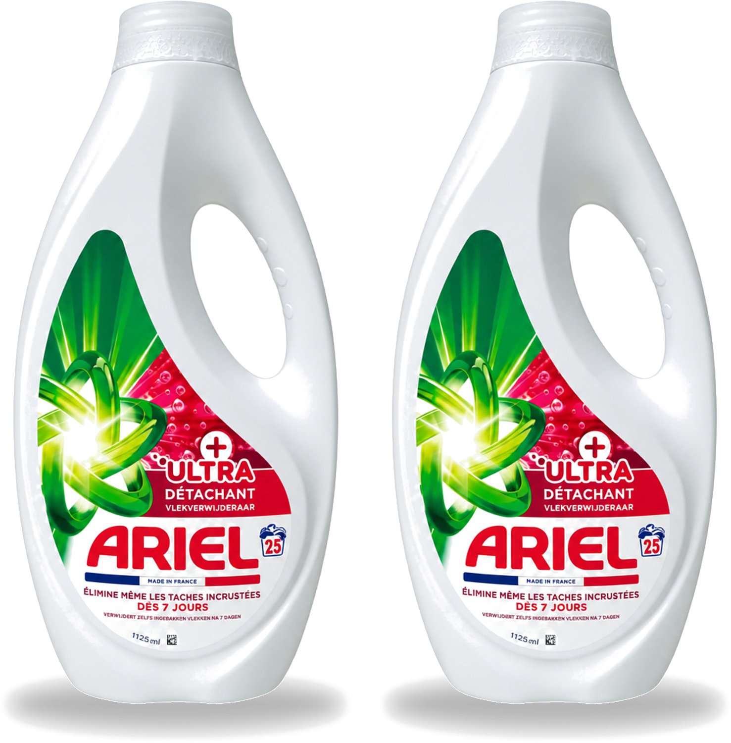 2 x Ariel – Vloeibaar Wasmiddel – Ultra Vlekverwijderaar – 1125 ml – 25 wasbeurten - Voordeelverpakking - 2 stuks
