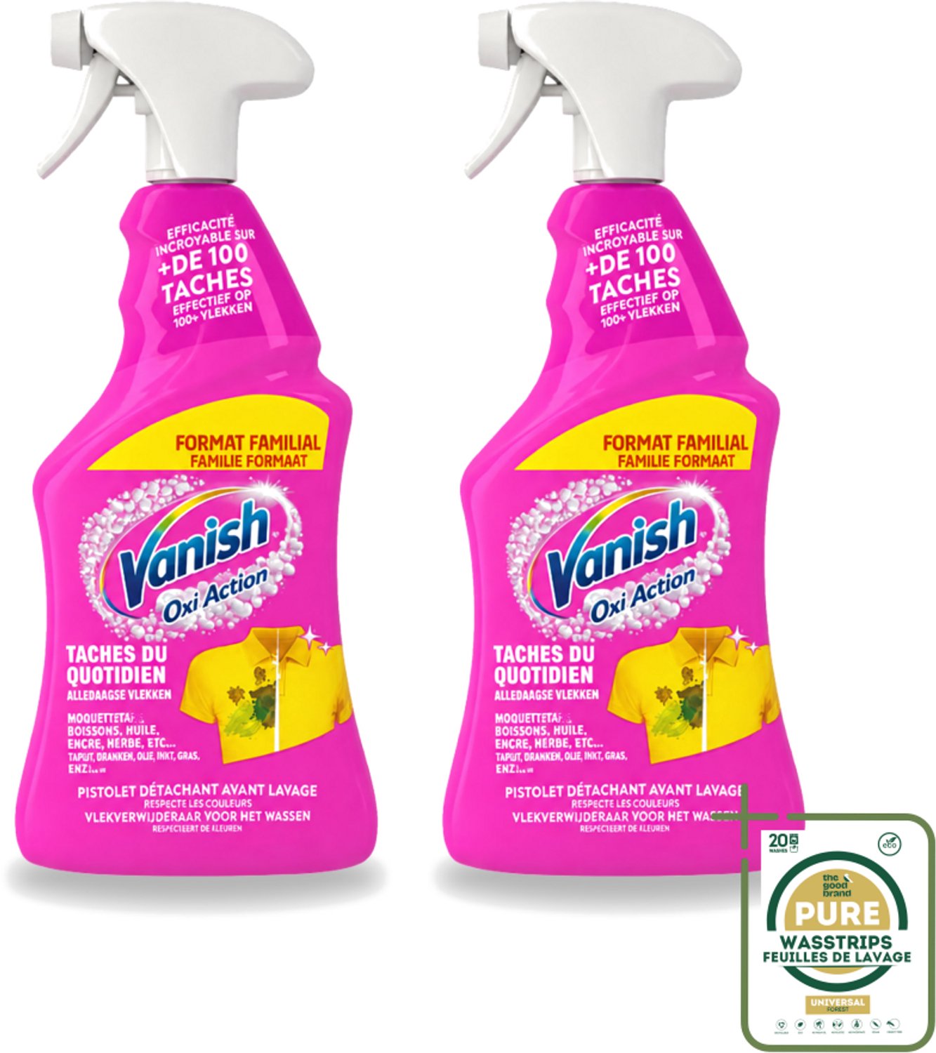 2 x Vanish – Vlekverwijderaar Spray – Oxi Action 4-in-1 – 940 ml - Wasstrips - Vlekverwijderaar - Wasmiddel - Vlekken Verwijderen - Kleurverlies Voorkomen - Vetvlekken Verwijderen
