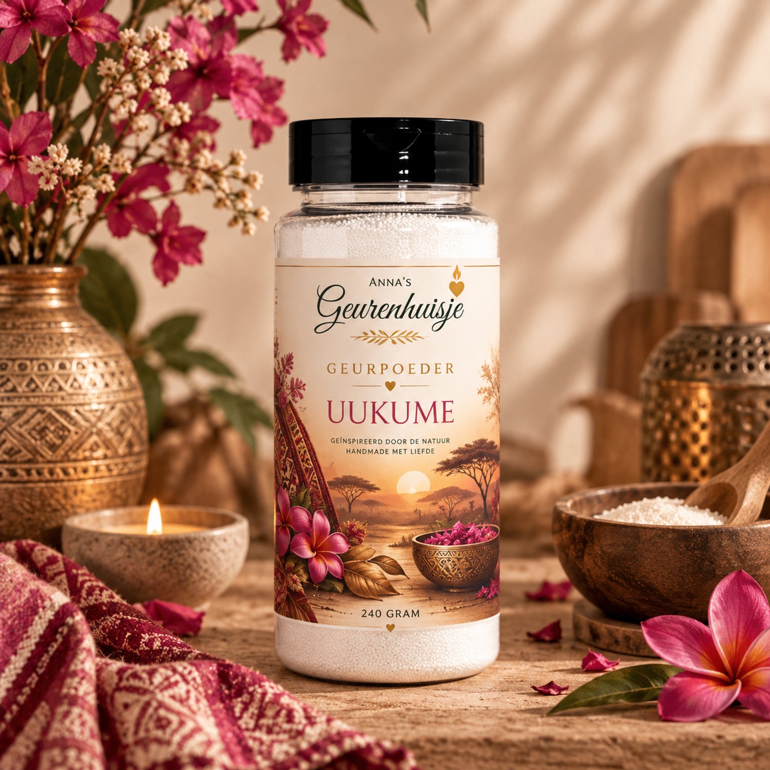 Geurpoeder Uukume - Good Habits - Wellnessgeur - Handmade - Voor Tapijt, Bank, Auto, Camper, Caravan & Stofzuiger - 240 gram - dierproefvrij - verfrissend - langdurige geurafgifte