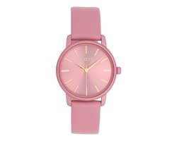 OOZOO Timepieces - Roze horloge met leren band - C11731
