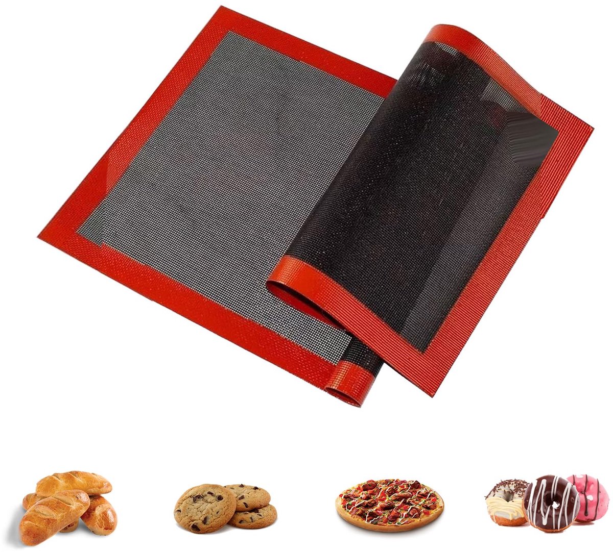 Dailygoods- Siliconen Bakmat Geperforeerd - 2 Stuks - 30x40 Cm - Koekjes Bakken - Ovenvoering - Vaatwasserbestendig