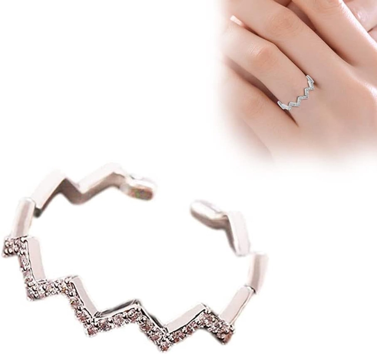 Zag Ring, Opening Verstelbare Golfring, Hoge en Lagen, Inspirerende Ring Opening Verstelbare Golf Ring, Inspirerende Ringen voor Vrouwen