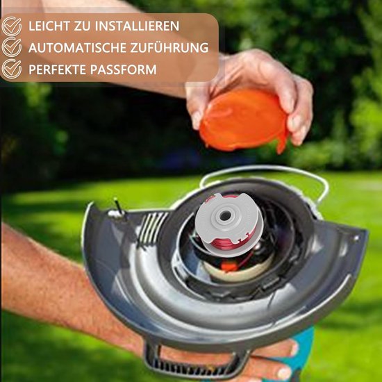 4 stuks grastrimmer reservedraadspoel 5306-20 voor Gardena Turbotrimmer Art. 8844 SmallCut 300 Accu; Art.8845 SmallCut 300; Art.8824 EasyCut Li-18/23 - verwisselbare draadspoel Ø 1,65 mm, — afbeelding 2