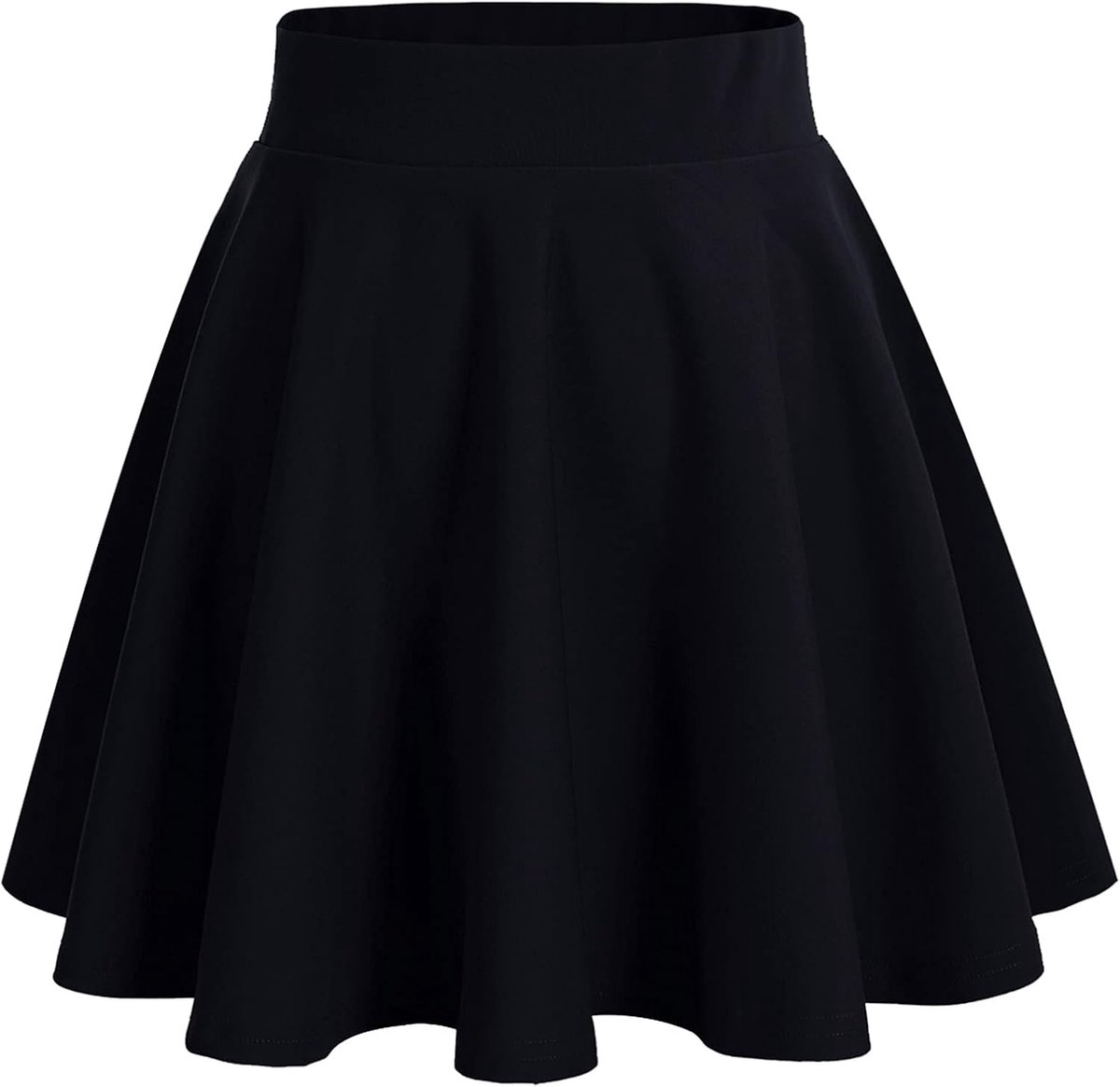 Vrouwelijke Hoogheemd Elastisch Gevlarend Skaterrok - Elastisch Minirok voor Casual, Kantoor, Feest Black in M