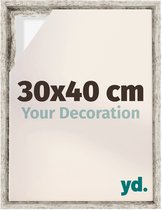 yd, Baklijst 30x40 cm Wit Vintage - Lijst voor Canvasdoek - MDF Lyon
