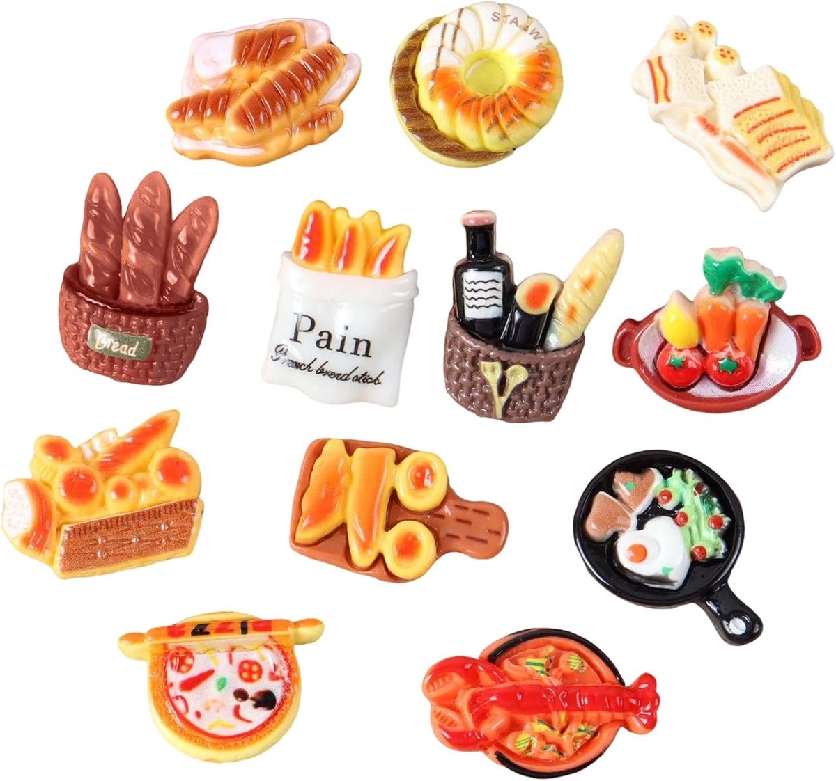 Miniatuurvoer en dranken set van 12 stuks, accessoires voor poppenhuis, mini-keuken speelgoed, perfect voor rollenspel en tafeldecoratie voor kinderen