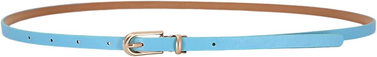 Skinny Leren Riem voor Jurken Dunne Taille Riem met Metalen Gesp voor Jeans Dress Broeken (Lichtblauw)
