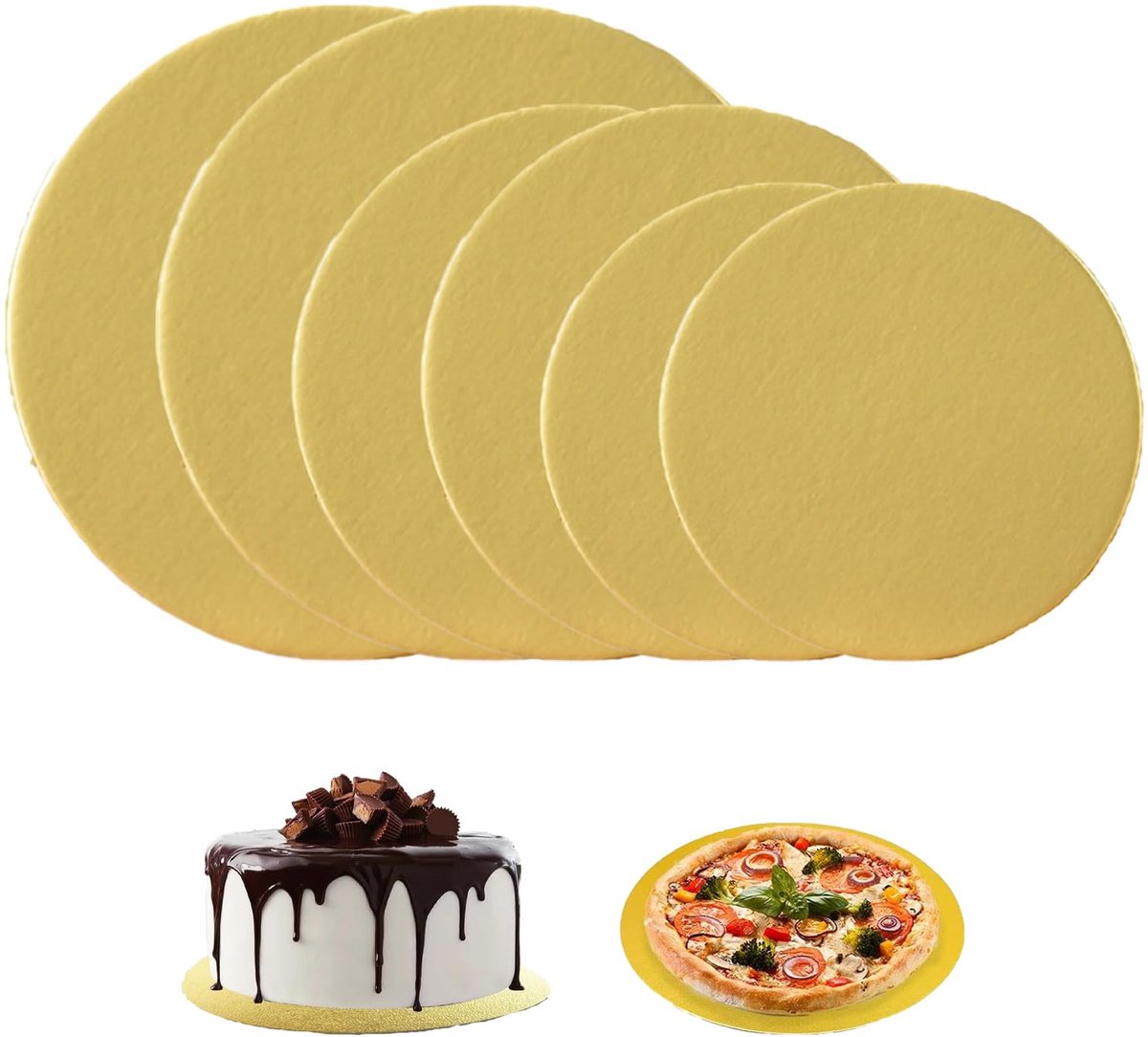 HSYTEK 6 stuks taartplaat, 3 maten van taartbodem, Cake Board rond uit karton Herbruikbaar, Kan worden gebruikt als - ShopVlot