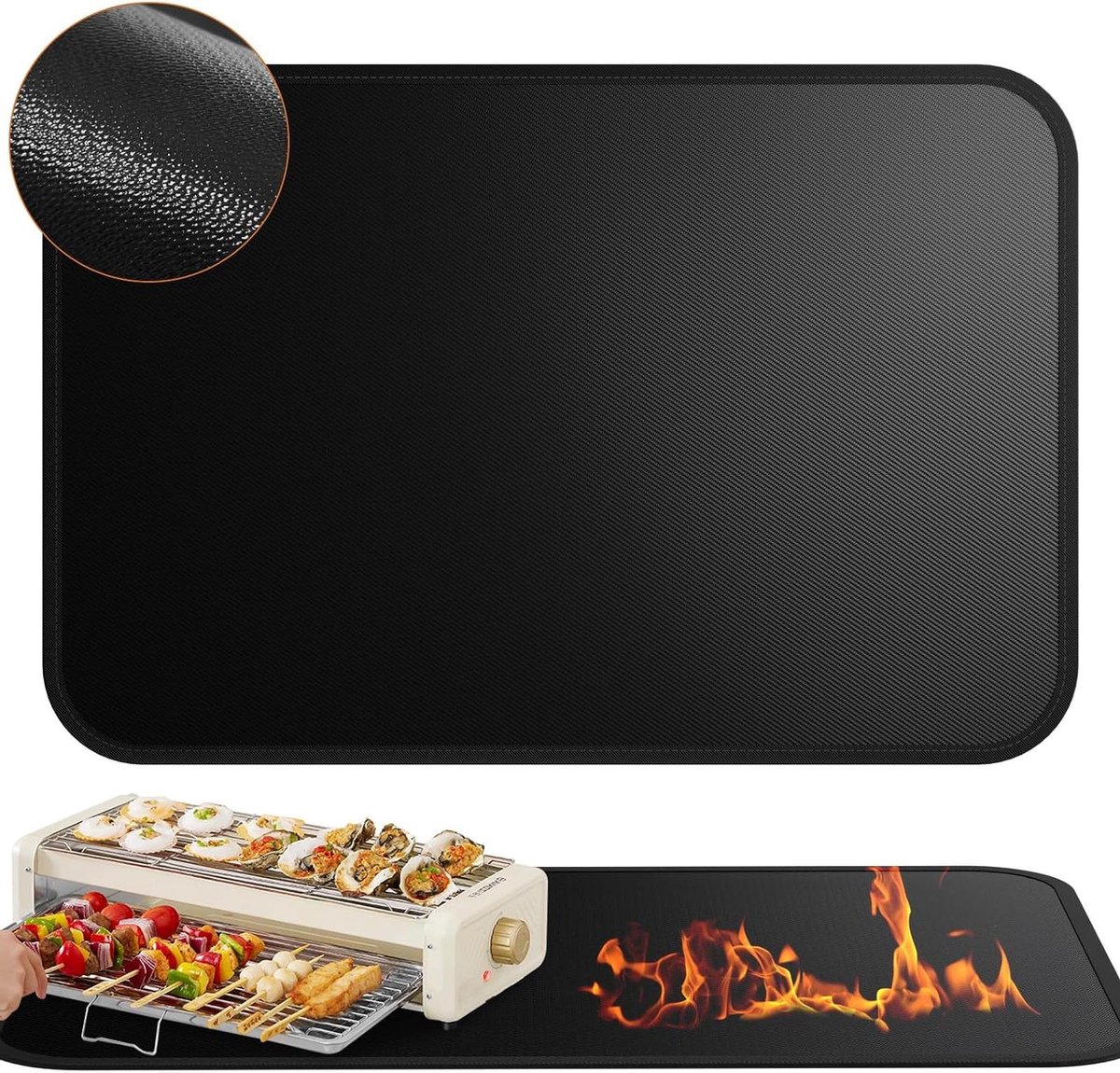 Hittebestendige Mat - Werkblad Beschermer - Keuken Beschermen - 2mm Verdikking - 60 x 40 cm - Zwart