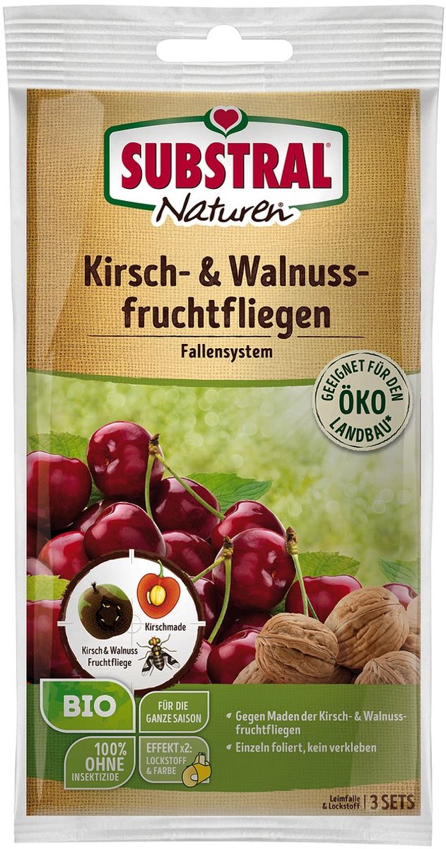 SUBSTRAL Naturen kersenvliegenval - 3 lijmvallen met lokstof