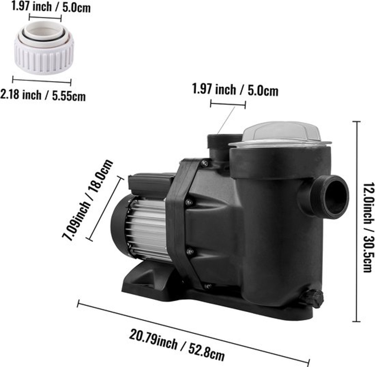 Zwembadpomp – 230V 750W Motor – 1PK Capaciteit – Plastic En Metaal – Voor In En Bovengrondse Zwembaden