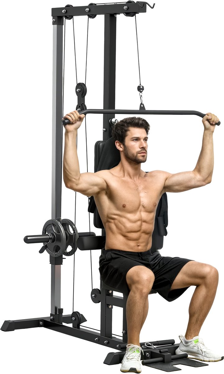 Fitnessbank, borsttrekmachine, lattrekmachine, training voor het bovenlichaam, fitness voor thuis, sportschool | Borsttrekken, LAT pull-down machine, bovenlichaam, training thuis, fitness gym thuis