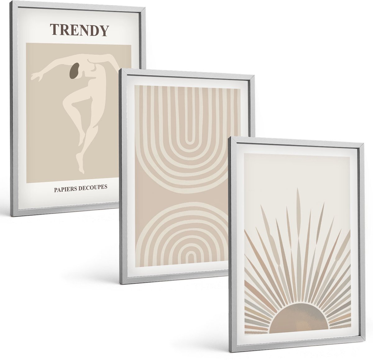 Coloray 3-Delige Schilderij Set - Pastelposters, Modieuze Boho-Abstracties - 40 x 60 cm - Moderne Wanddecoratie - Slaapkamer - Muurdecoratie
