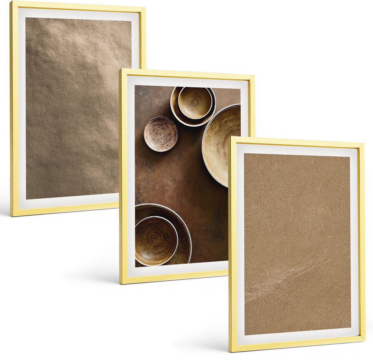 Coloray 3-Delige Schilderij Set - Stenen Constructies In Moderne Minimalistische Stijl - 40 x 40 cm En 40 x 60 cm - Wanddecoratie - Muurdecoratie - Woonkamer - Moderne Wanddecoratie