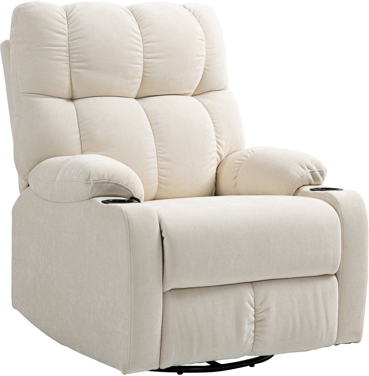 MODFU - Relaxfauteuil - Draaibaar - Schommelstoel - Beige - Stof - Metaal