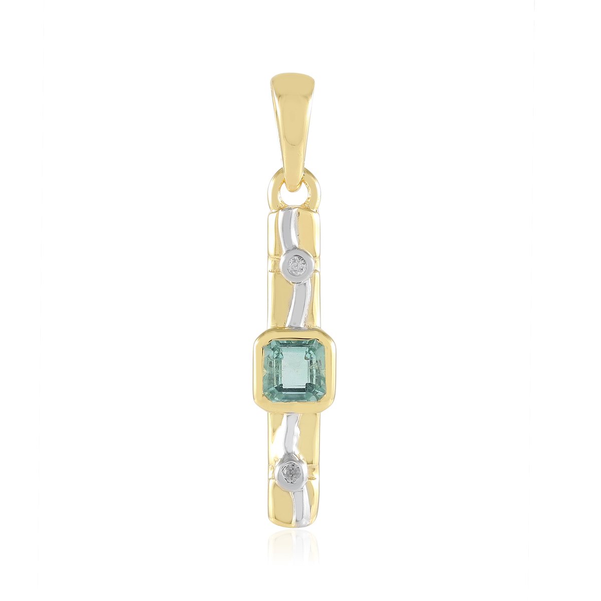 Cavill - Zilveren Hanger - 925 Sterling Zilver Verguld - Paraiba Kleurige Smaragd 0,33 ct - Asscher Geslepen - Zirkonia Accent - Nigeria Edelsteen