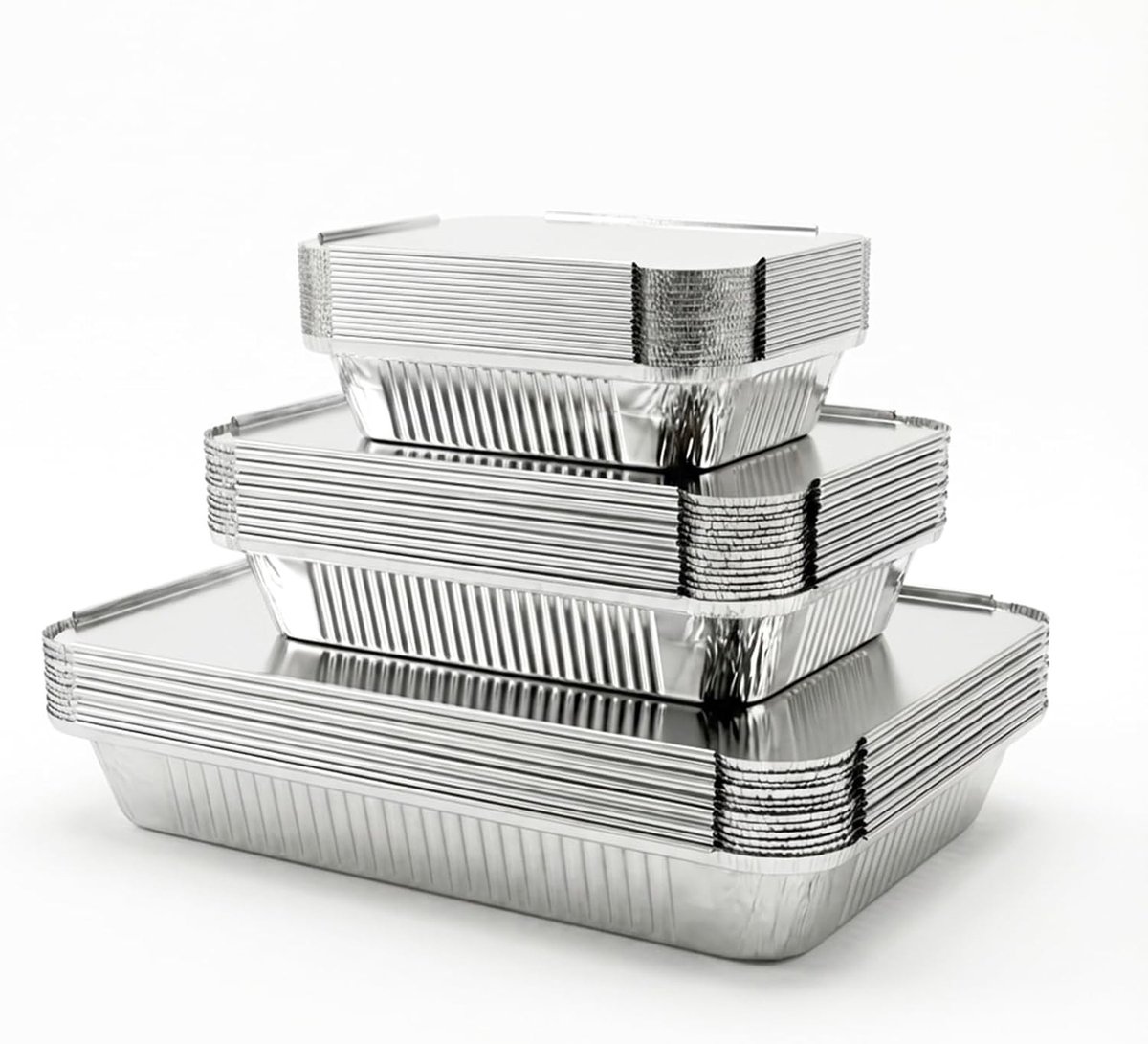 Aluminium Trays Set - Geen Kleur - Diverse Maten - Hoogwaardige Aluminiumfolie - Voor Barbecue en Catering