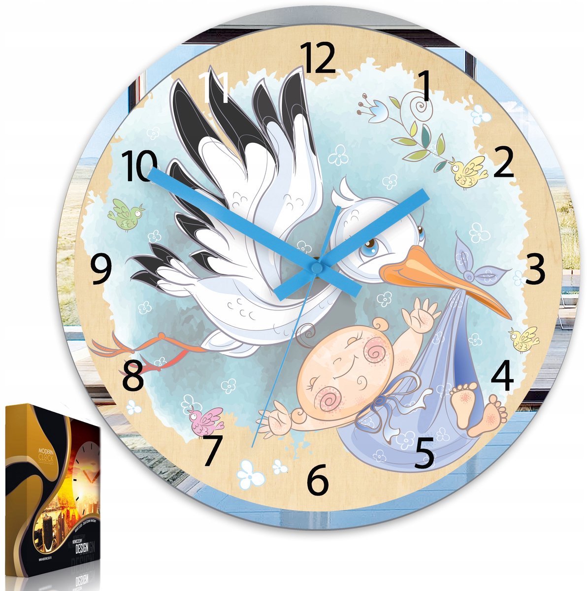 Moderne wandklok Ooievaar - Stil quartz uurwerk voor de kinderkamer