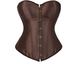 Sexy dameskorset – Gotisch kanten korset – Taillecorrigerende shapewear – Nauwsluitend lijfje met vetersluiting – Perfect voor gothic stijl, cosplay en Halloweenkostuums – bruin – Maat S