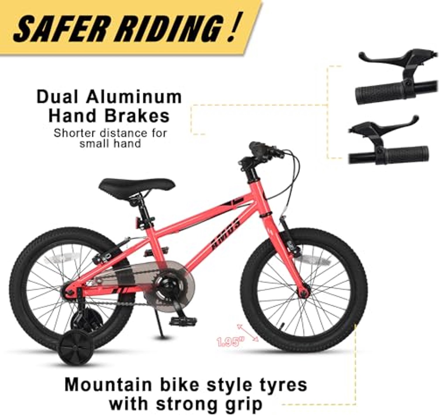 Kinderfiets 16 Inch met Dubbele Handrem en Zijstandaard