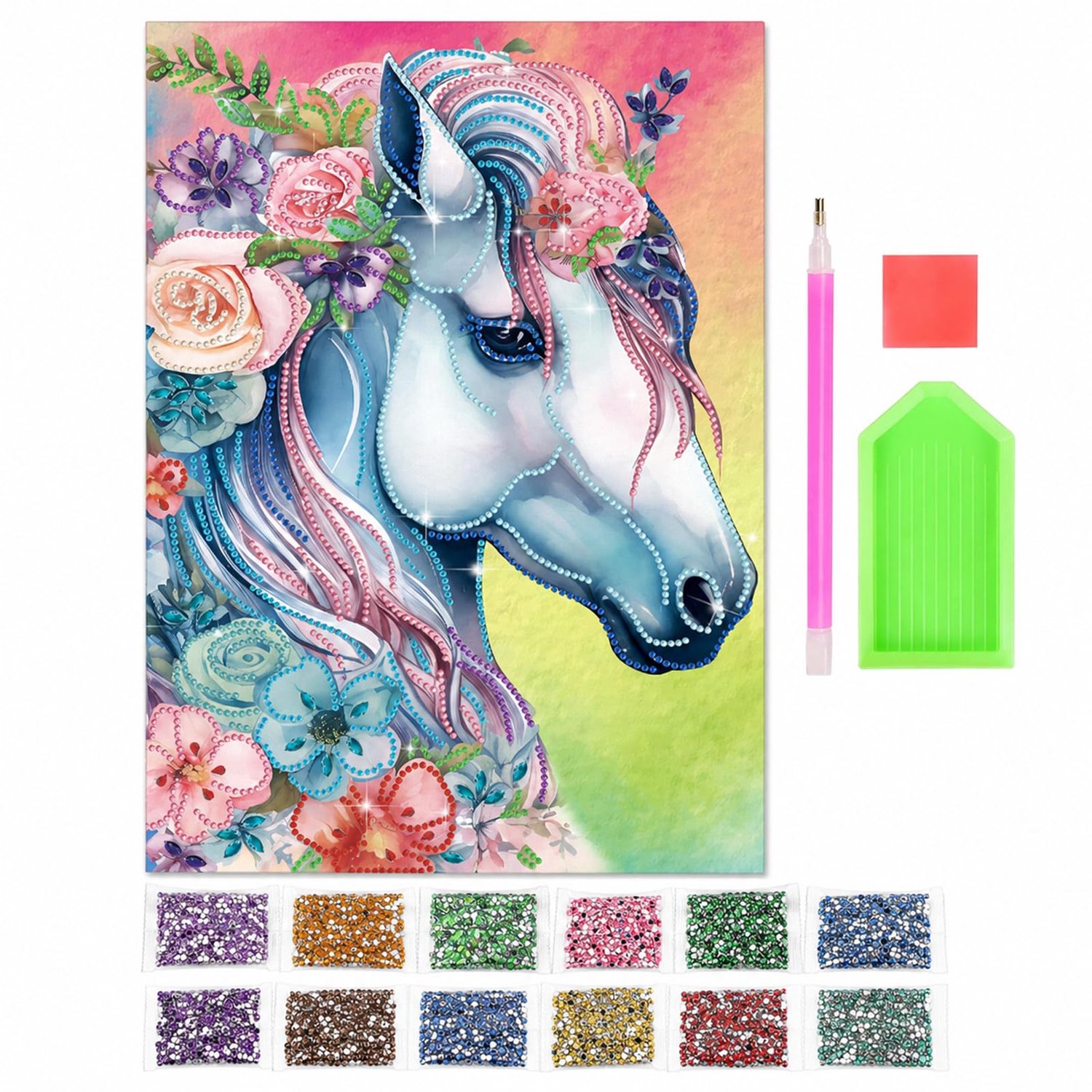 Diamant Schilderen Set voor Kinderen - Paarden 5D Kunst Kit