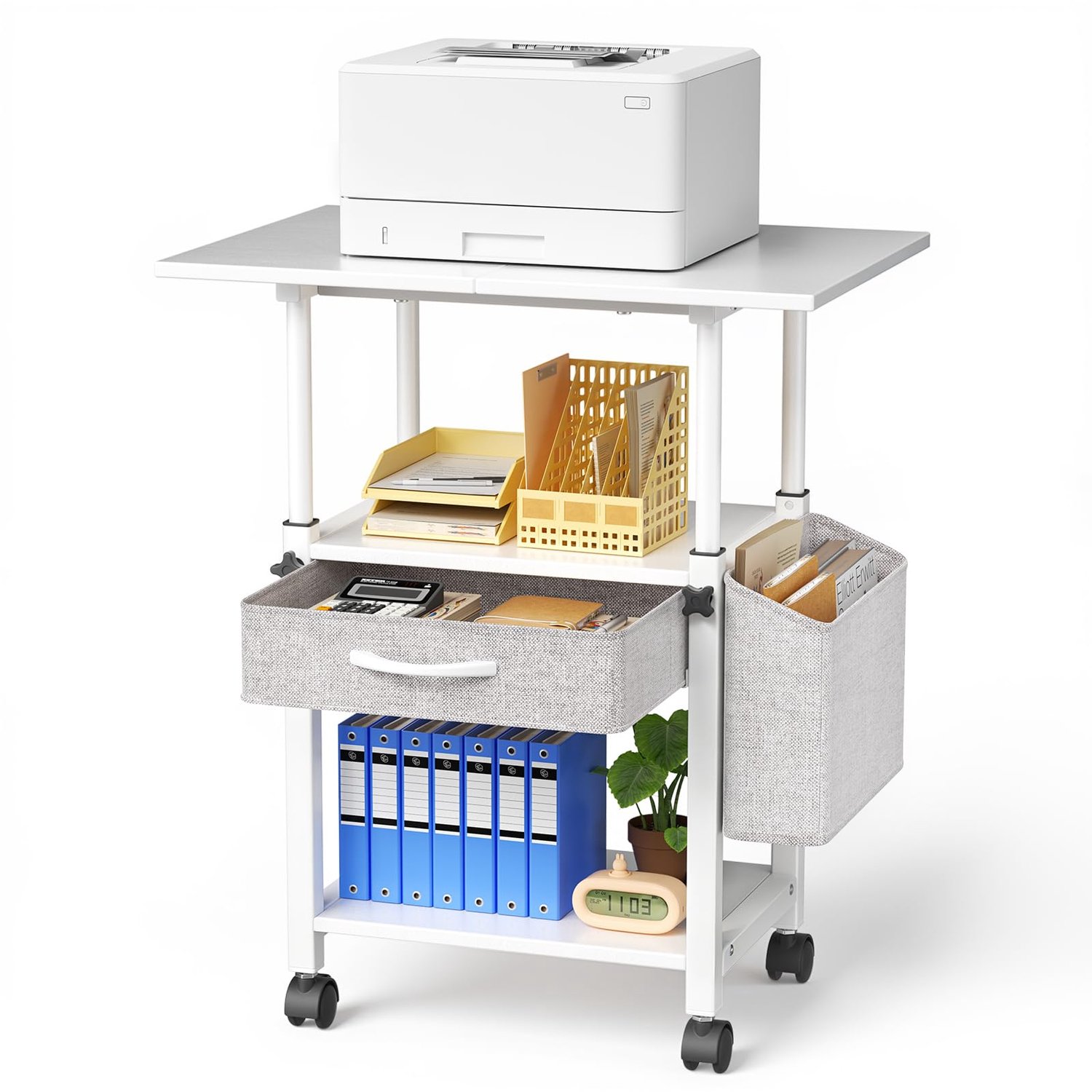 Printertafel met Wielen en 3 Niveaus