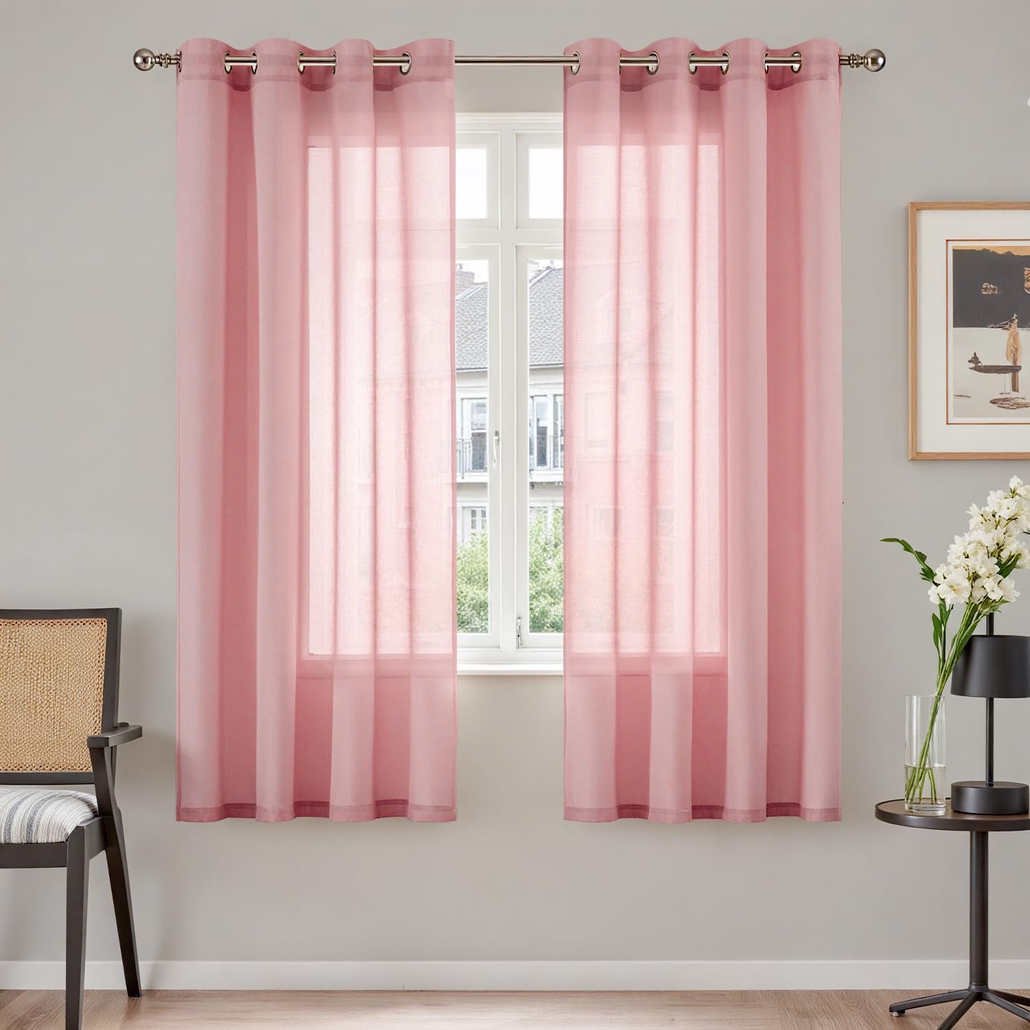 Roze Oogjes Gordijnen Set van 2 voor Slaapkamer 140 x 175 cm