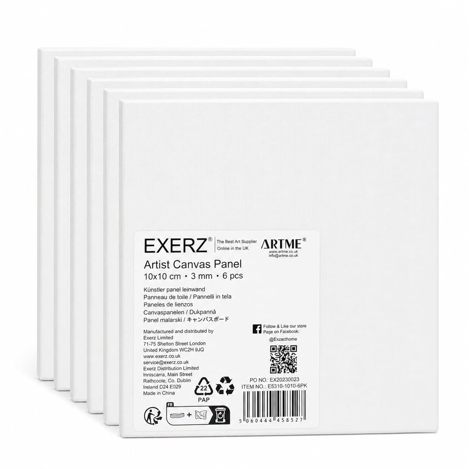Set van 6 Canvaspanelen 10x10cm voor Acryl- en Olieverf
