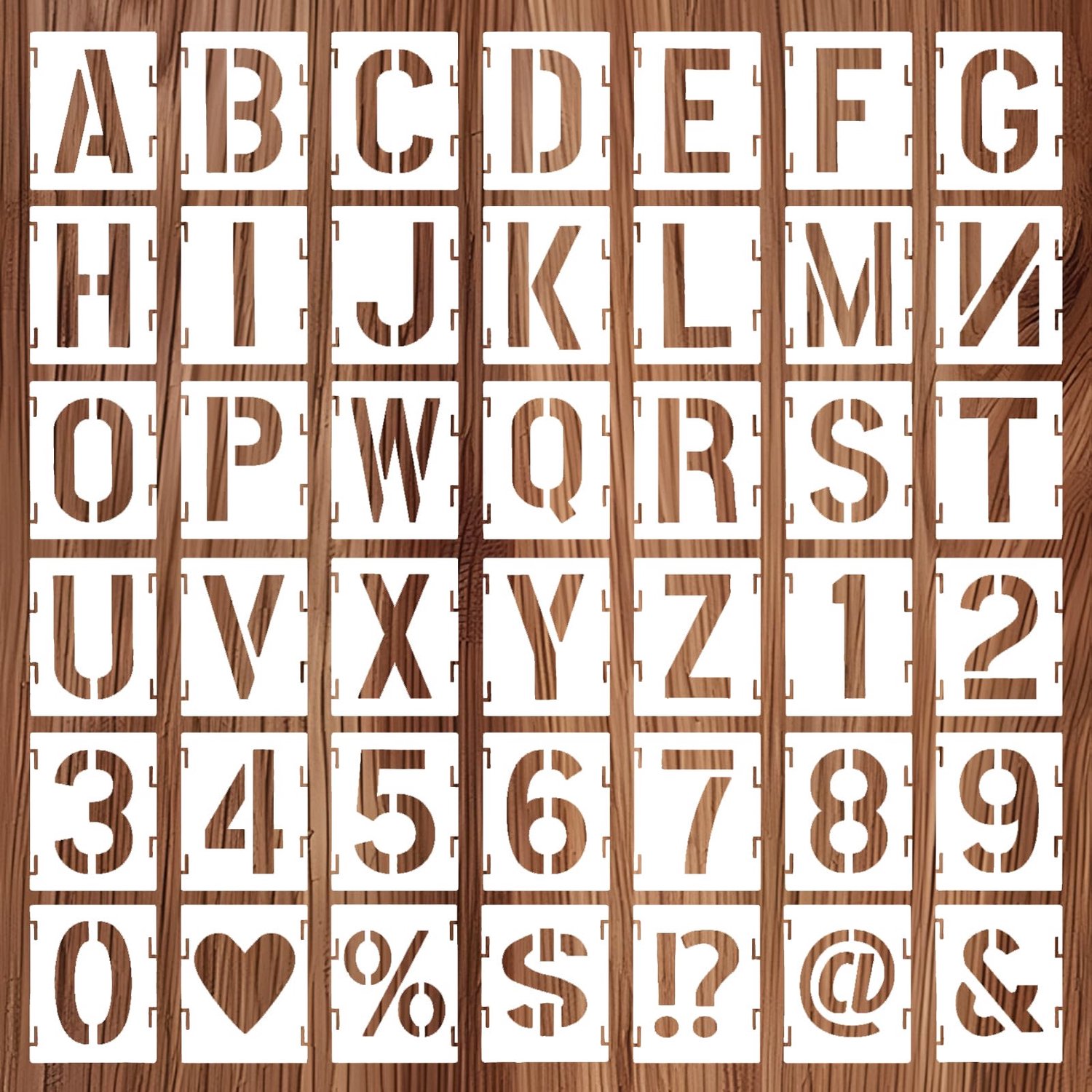 Lettersjablonen Set van 42 - Herbruikbare Letters/Cijfers/Tekens - Sjablonen voor Houten Borden - Schilderen/DIY - Handwerk - 5 cm