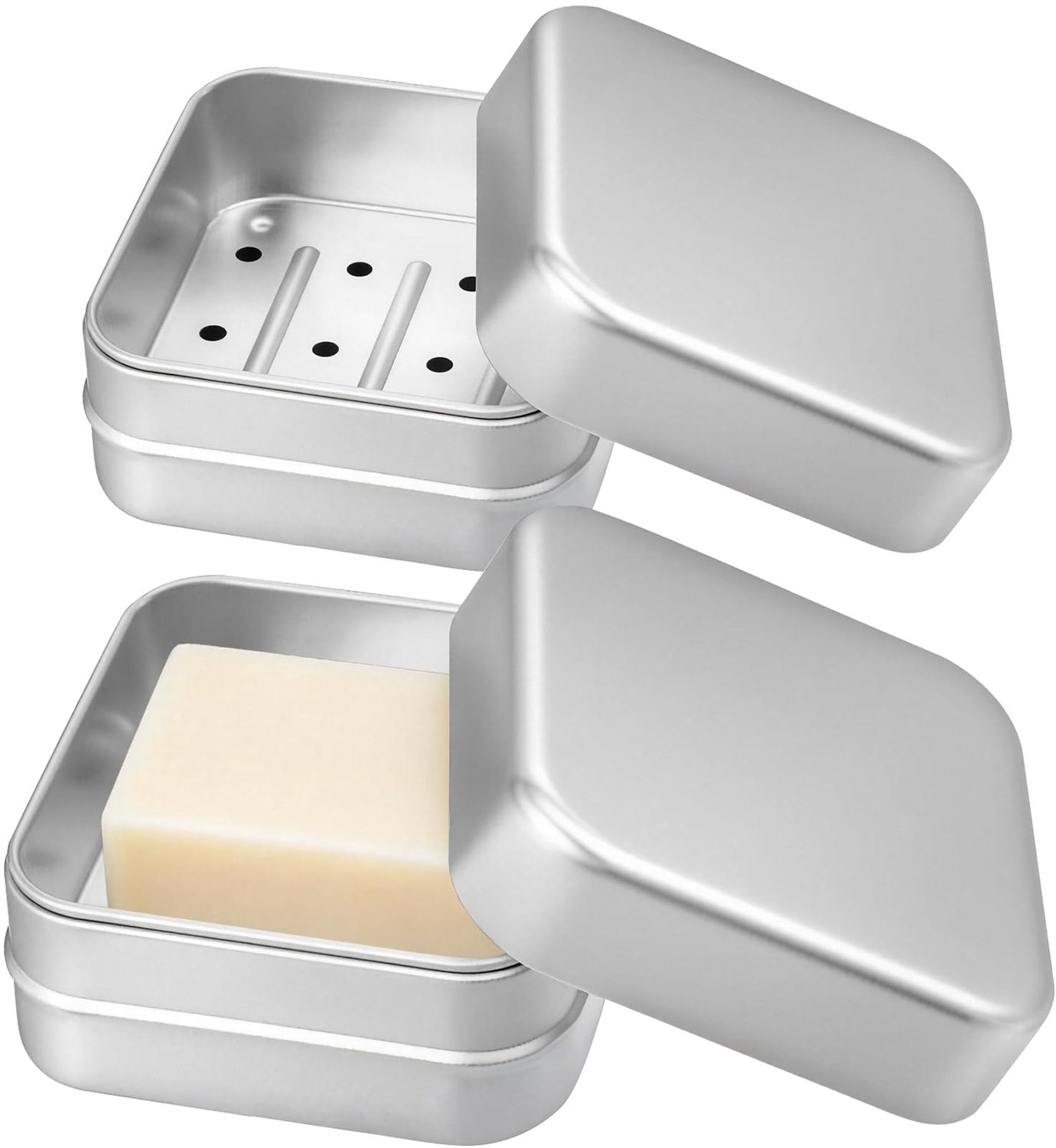 Set van 2 Aluminium Zeepdozen met Afvoer