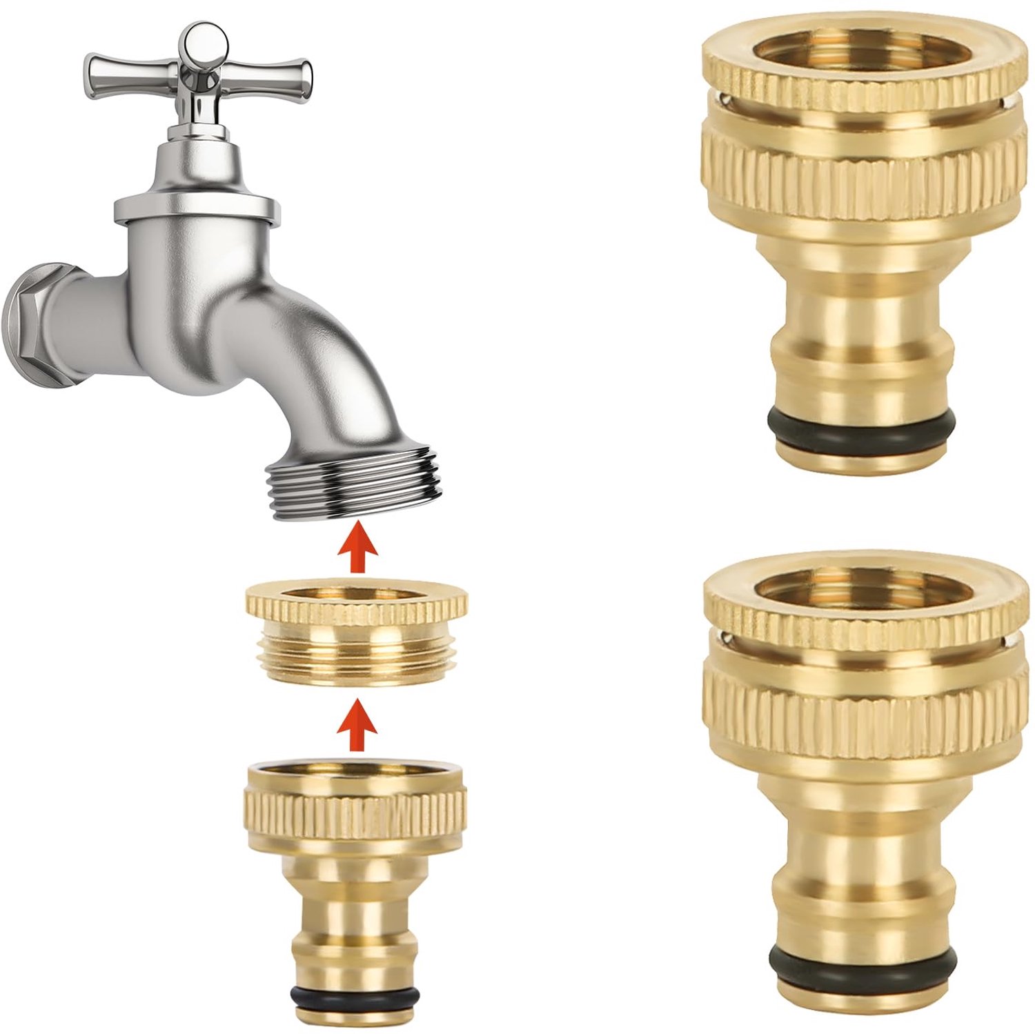 Messing Tuinslang Adapter Set - 2-in-1 Waterkraan Connectoren