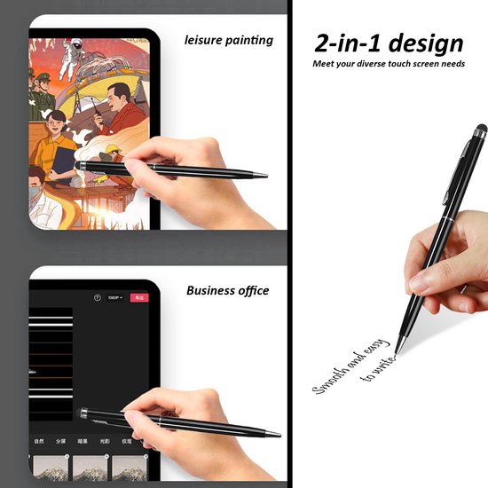 Styluspen 2-in-1 Design - Touchscreen Pen - Balpen - 13 Stuks - Lichtgewicht - Duurzaam - Roestvrijstalen Clip - Touchscreenpen — afbeelding 4
