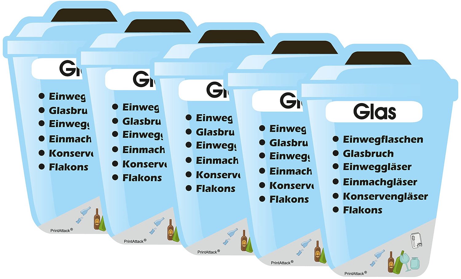 6-Delige Afvalscheidingsstickers - Weerbestendig