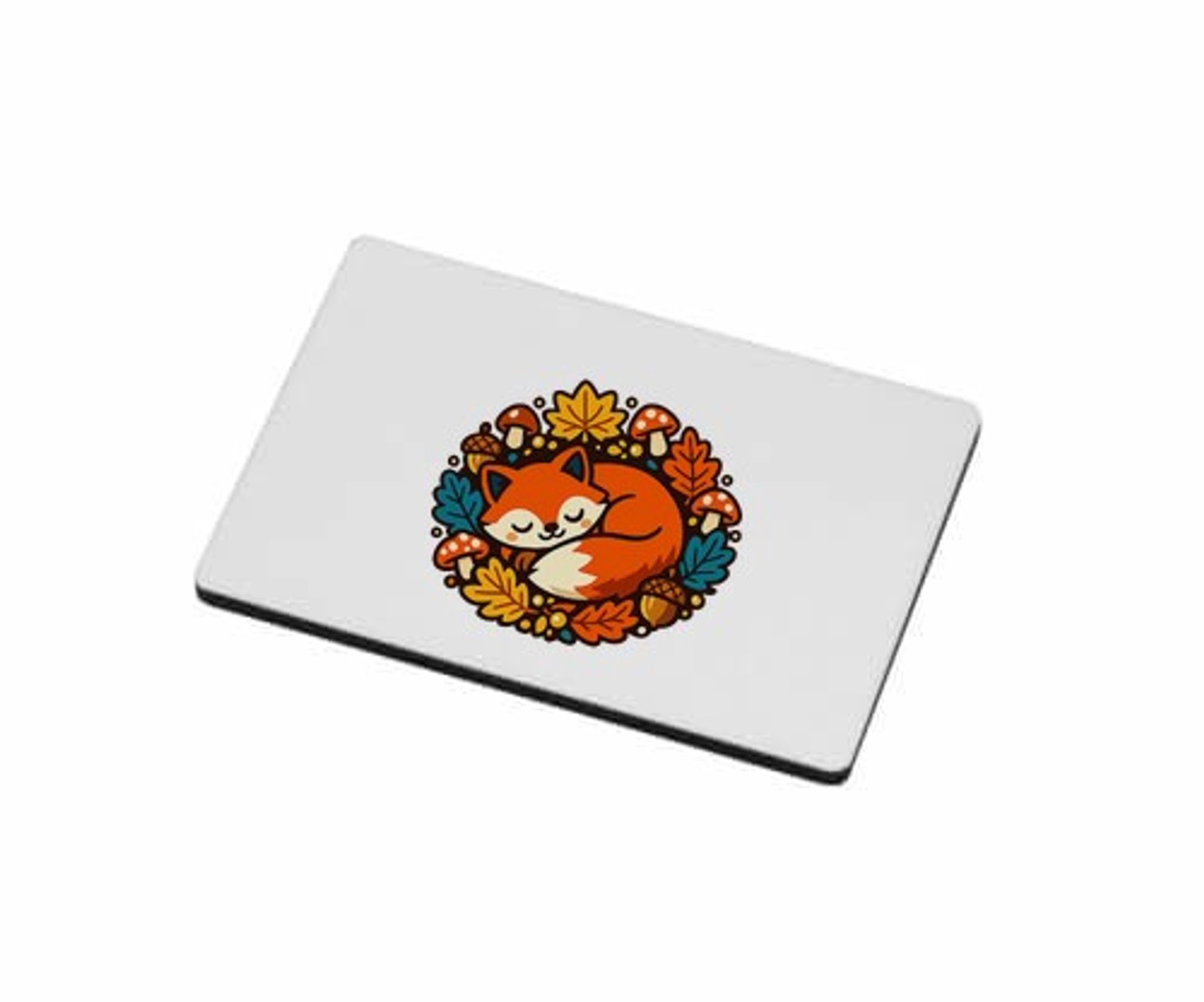 Mr Cadeautjes MDF magnetische fotolijst 7,5 x 5 - design Slapende vos in herfstkrans | cadeau Wit