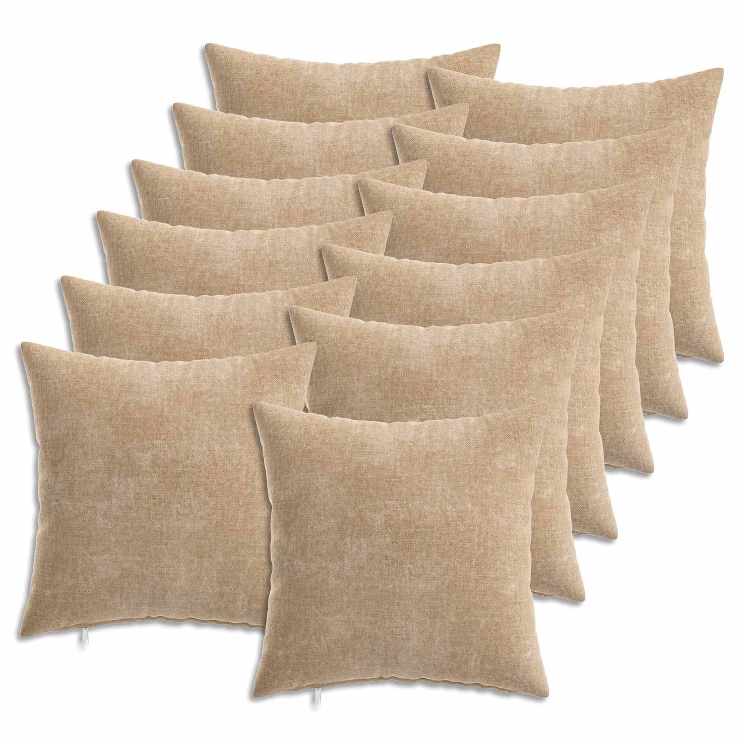 vidaXL Dekenkussen - 12 - st - HEERLEN - Taupe - 50 - x - 50 - cm - Chenille - Stof