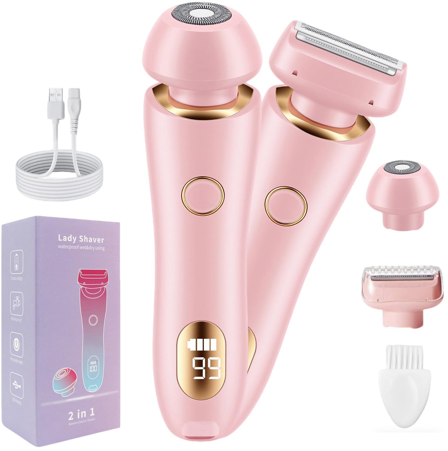 Dames Scheerapparaat 2-in-1 Elektrisch - Nat & Droog - Oksels, Benen, Bikini