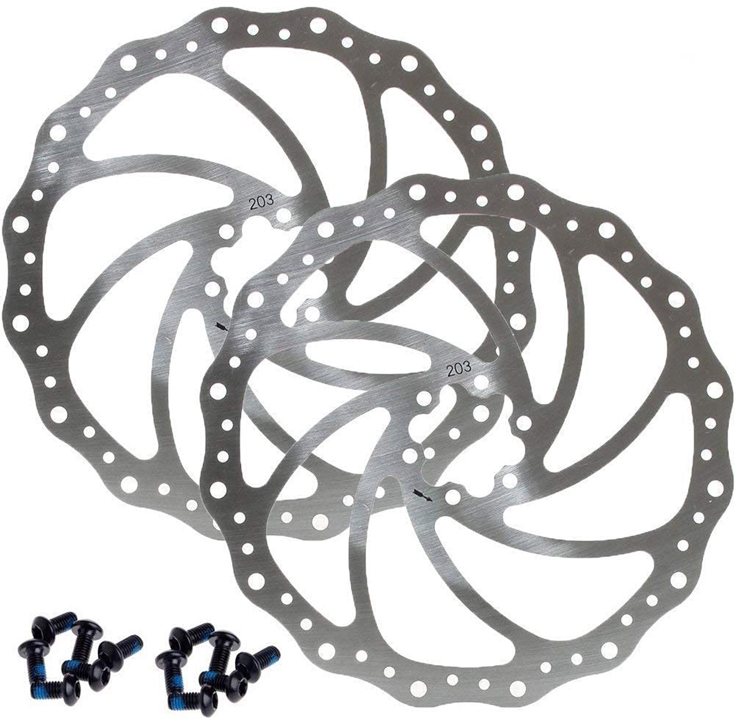 Set van 2 Fietsschijven 203 mm met 12 Schroeven