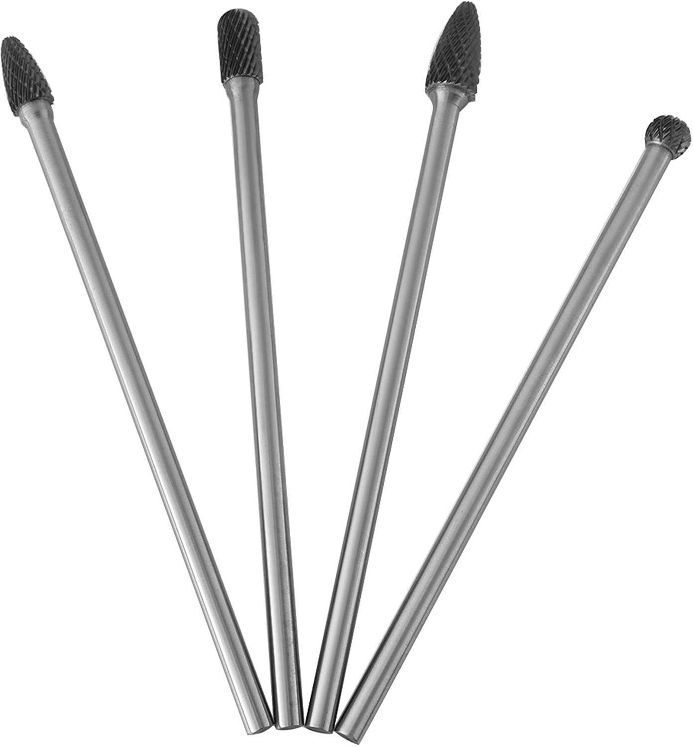 Roterende Vijl - 4-delige Hardmetalen Vijlen - Dubbel Geslepen Braamset - Schachtdiameter 6 mm - Kopdiameter 10/12 mm - Geschikt voor Snijden van Diverse Materialen - Frezen
