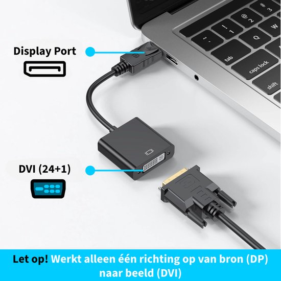 Câble adaptateur DisplayPort vers DVI - Full HD 1080P - Câble moniteur DP vers DVI - DVI-D (24+1) Convient pour Lenovo, Dell, HP, Asus et plus