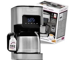 Koffiezetapparaat met timer en thermoskan - verse koffie in de ochtend - dubbelwandige thermoskan roestvrij staal PC KA 1191