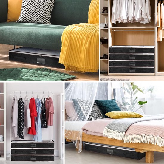 Famanu 4 Opbergdozen Voor Schoenen Onder Het Bed, Opvouwbare Opbergdoos Voor Schoenen Schoenenorganizer Schoenenopbergtas Schoenenorganizer Bedbox Voor Heren Damesschoenen 4 X 12 Paar