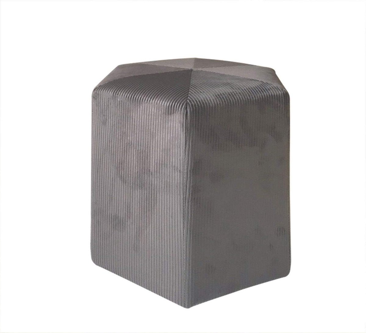 Pouf Velours Cotele Gris Fonce - Assise Decoration 35x35x35 cm