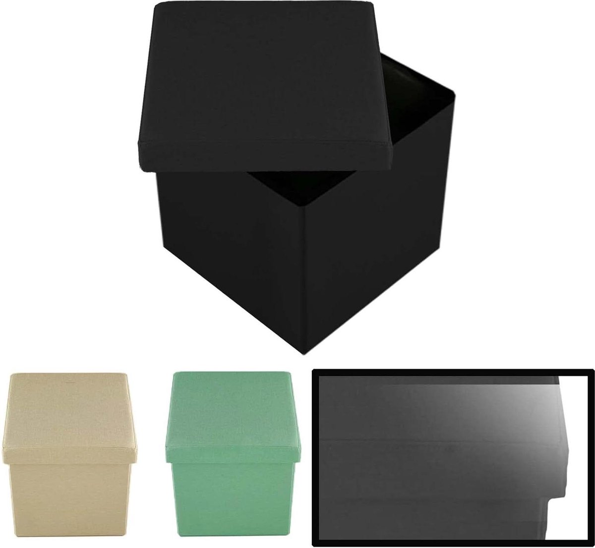 Ottomaanse zitzak inklapbaar 38 x 38 x 38 cm - comfortabel elegant linnengrijs - LucaHome