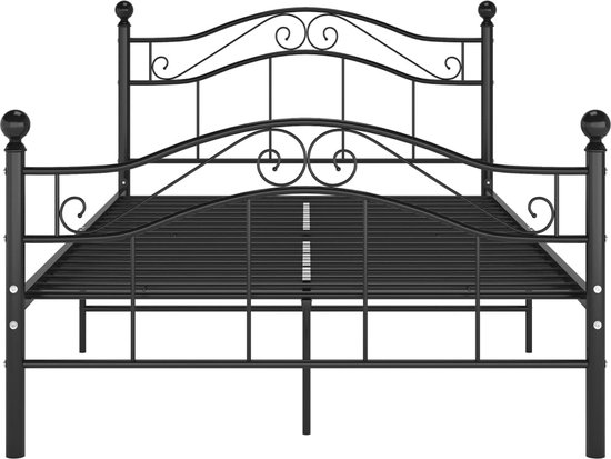 Bedframe met hoofdeinde en LED zwart 120x200 cm