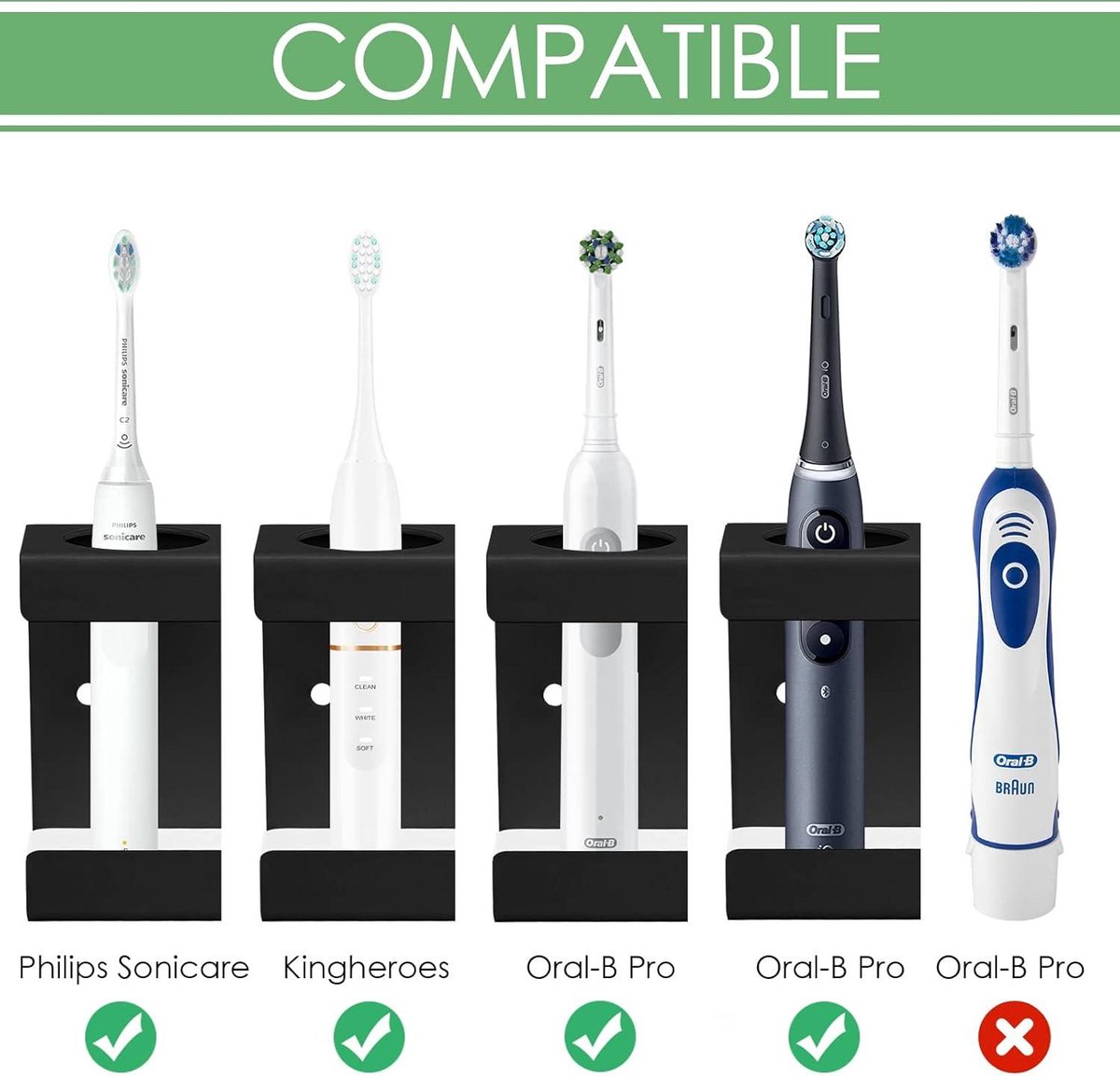 Support Brosse A Dent Mural Support Murale Têtes Brosse à Dents Électrique Siegvoll - Pour Oral-B, Philips Sonicare - Acier Inoxydable Support Tete Brosse A Dent Electrique