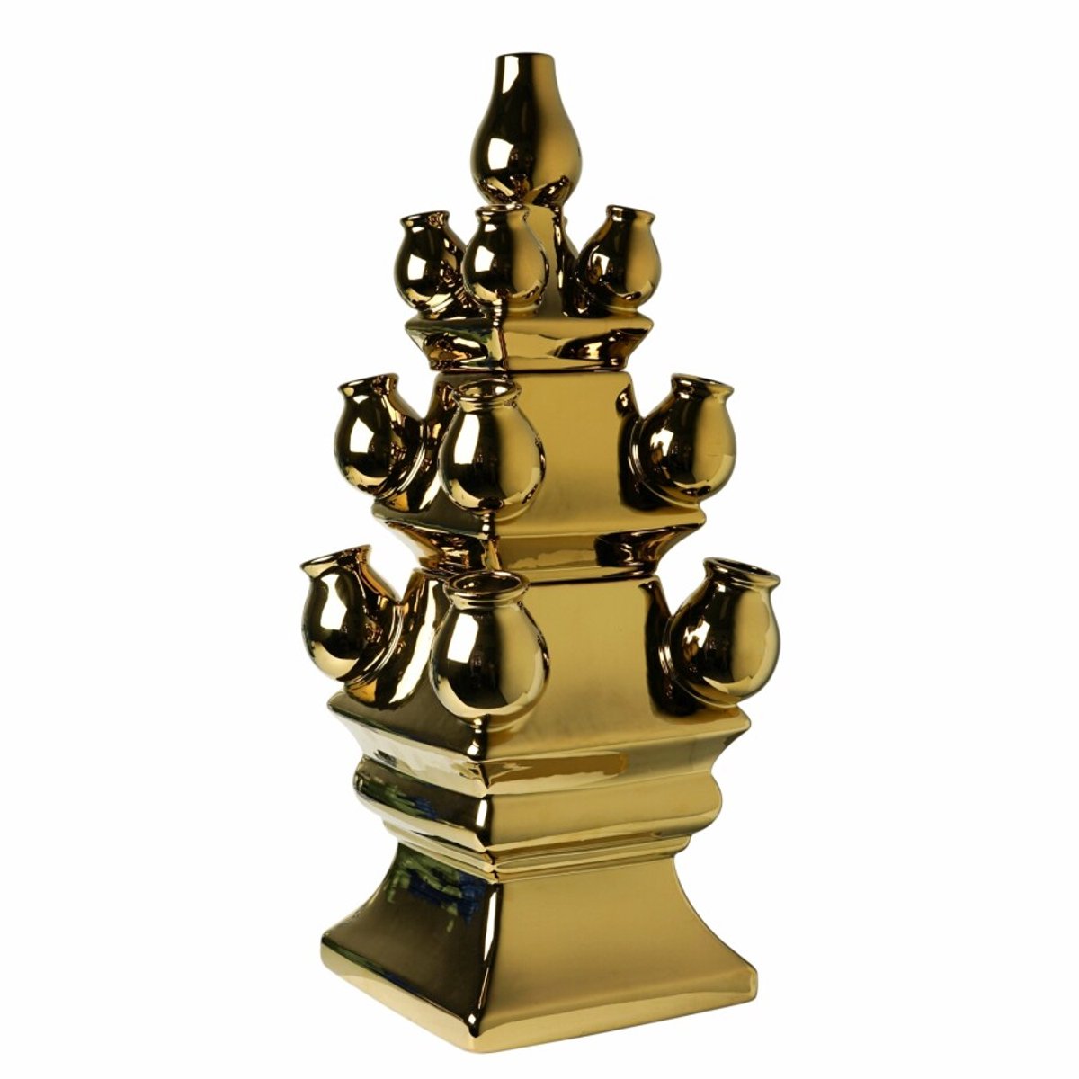 Tulpenvaas 3-delig Goud XL - Heinen Delftsblauw - cadeau voor mama - cadeau oma