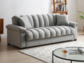 Vente-unique Driezitsslaapbank van grijs velours ZAPOTO